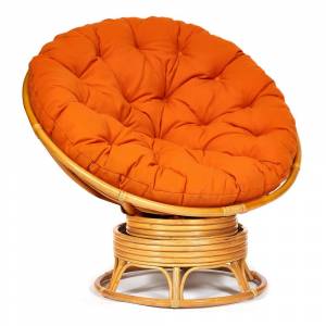 Кресло-качалка PAPASAN/ПАПАСАН w 23/01 B /с подушкой/ 115х78х104 см, Honey (мед), ткань Оранжевый, С 23 Honey (мед)
