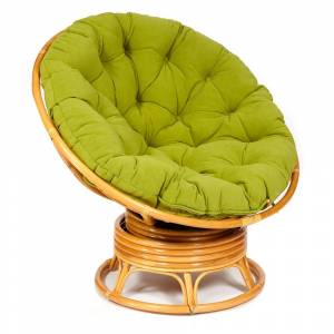 Кресло-качалка PAPASAN/ПАПАСАН w 23/01 B /с подушкой/ 115х78х104 см, Honey (мед), флок Олива, 23 Honey (мед)