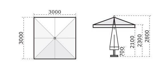 Зонт профессиональный 3х3 м Napoli Standard антрацит, слоновая кость 3000х3000 мм