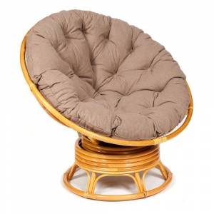 Кресло-качалка PAPASAN/ПАПАСАН w 23/01 B /с подушкой/ 115х78х104 см, Honey (мед), экошерсть Коричневый, 1811-5 Honey (мед)