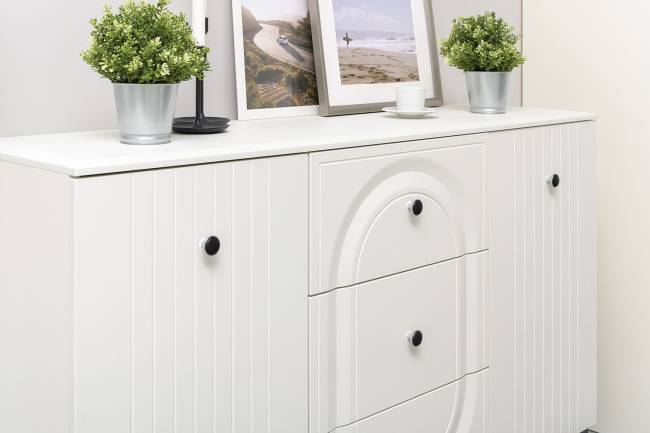 Стенка для гостиной широкая Валенсия № 103 цвет белый шагрень