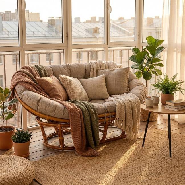 Диван Мамасан/Mamasan (23/02 W) /с подушкой/ 169х102х80см, медовый, матрац 182х119см, рогожка, меланж Honey (мед)