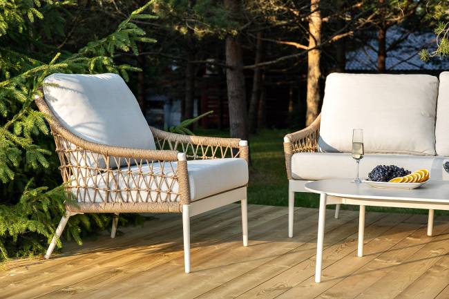 "Венеция" лаунж-зона из искусственного ротанга, цвет соломенный