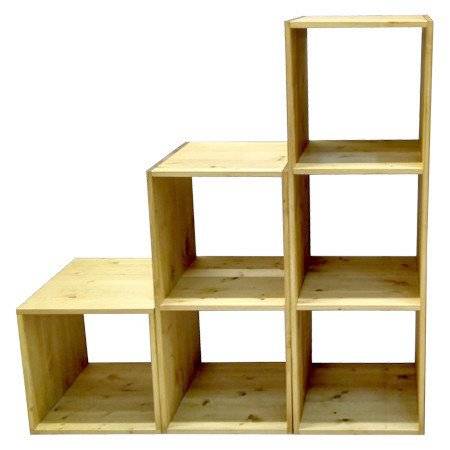 Стеллаж Куб 3 сосна, бесцветный лак P&H