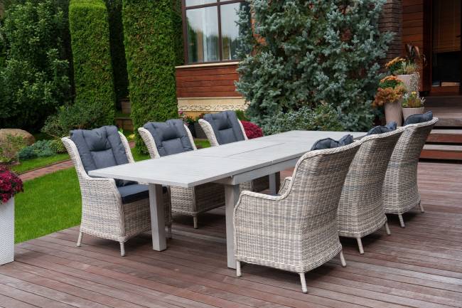 Набор мебели: стол ГАРДА + 6 кресел БЕРГАМО, серый