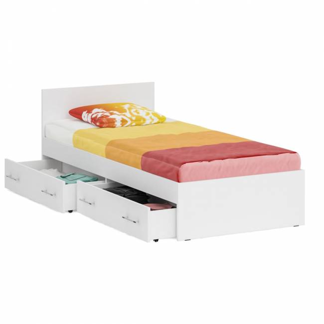 Кровать белая с ящиками Стандарт 0900 цвет белый Кровать белая с ящиками Стандарт 0900 цвет белый