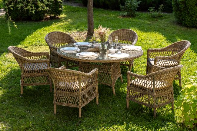 "Эспрессо - 150 S" обеденная группа плетеная, цвет соломенный