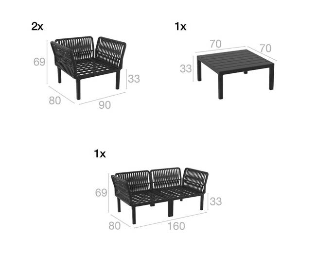 Комплект пластиковой мебели Portofino Lounge черный, бежевый