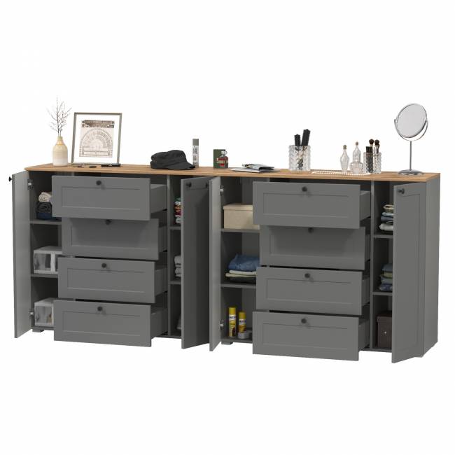 Два больших комода Остин цвет серый графит/дуб крафт золотой Два больших комода Остин цвет серый графит/дуб крафт золотой