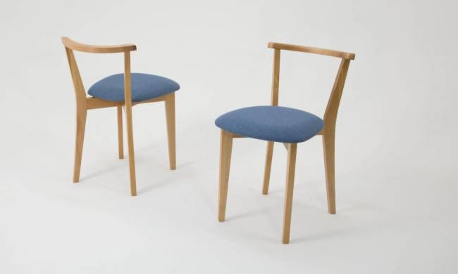 Стол Сканди М 100 натур со стульями Франк натур рогожка синий