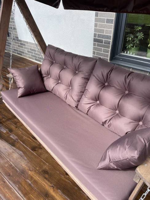 Садовые качели СЕЛЕНА ПРЕМИУМ 3.0 (трехместные) деревянные с покраской Коричневый