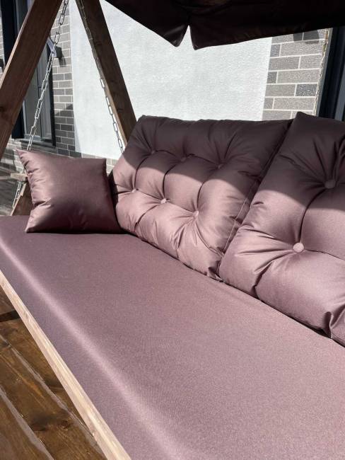 Садовые качели СЕЛЕНА ПРЕМИУМ 3.0 (трехместные) деревянные с покраской Коричневый