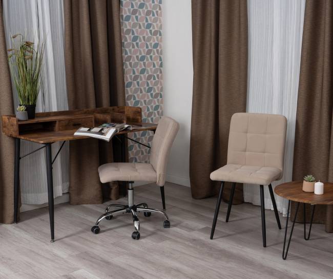 Комплект кресло + стул Medeo LT, флок , бежевый/черный, 7, 45х56х89 см бежевый/черный флок