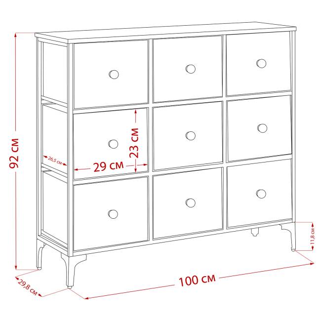 Комод Leset Лунет 9 ящ. Чёрный Мульти зеленый Комод Leset Лунет 9 ящ. Чёрный Мульти зеленый