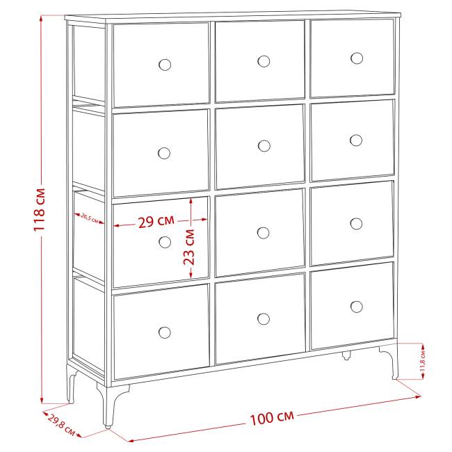Комод Leset Лунет 12 ящ. Чёрный Мульти зеленый Комод Leset Лунет 12 ящ. Чёрный Мульти зеленый