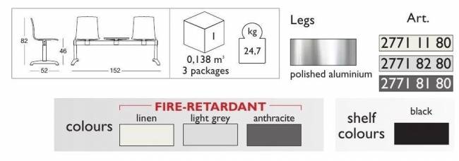 Система с двумя сиденьями и столиком Alice Bench лен 1520х520х820 мм Система с двумя сиденьями и столиком Alice Bench лен 1520х520х820 мм