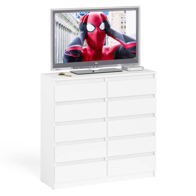 Комод высокий на десять выдвижных ящиков Мори МК1200.10 цвет белый Комод высокий на десять выдвижных ящиков Мори МК1200.10 цвет белый