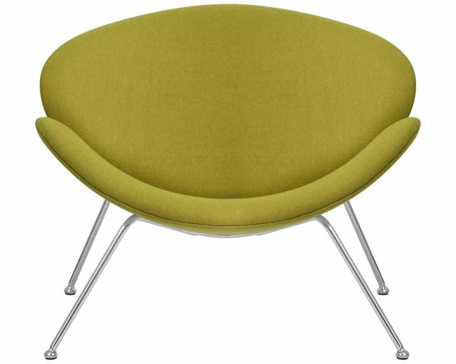 Кресло дизайнерское DOBRIN EMILY, светло-зеленая ткань AF3, хромированная сталь