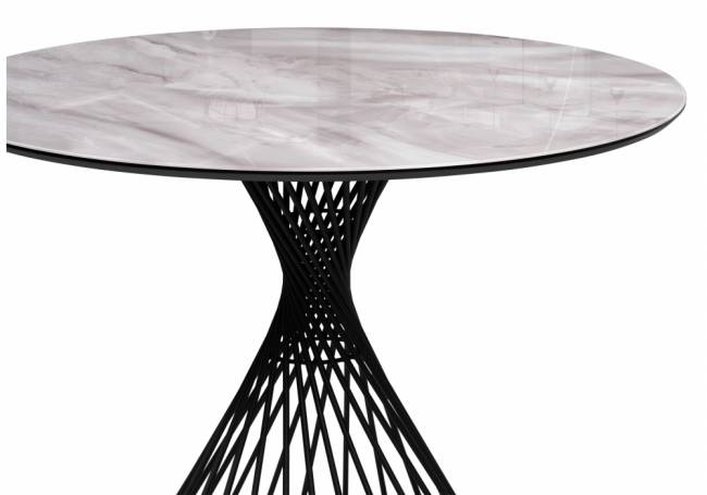 Стол стеклянный Вивиен 110 серый мрамор / черный
