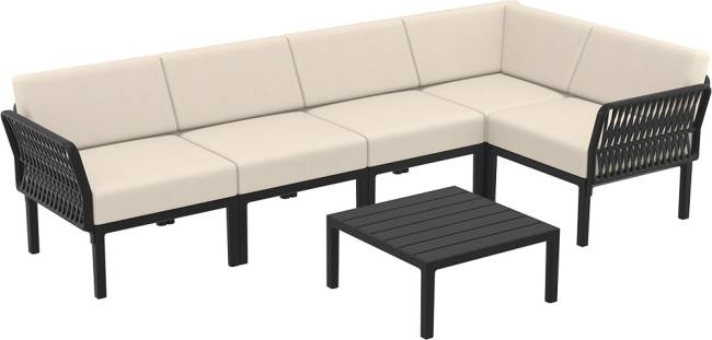 Комплект пластиковой мебели Portofino Lounge Corner черный, бежевый