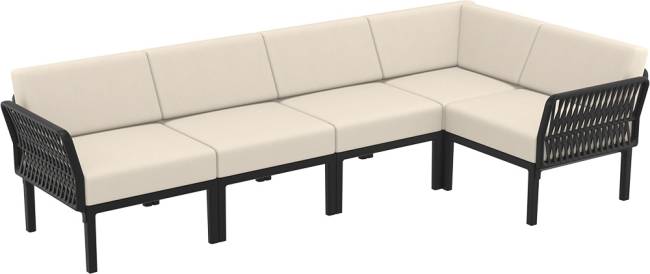 Комплект пластиковой мебели Portofino Lounge Corner черный, бежевый