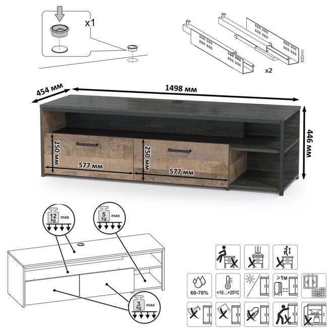Индустриальная стенка для гостиной Трувор № 97 цвет дуб гранж песочный/интра Индустриальная стенка для гостиной Трувор № 97 цвет дуб гранж песочный/интра