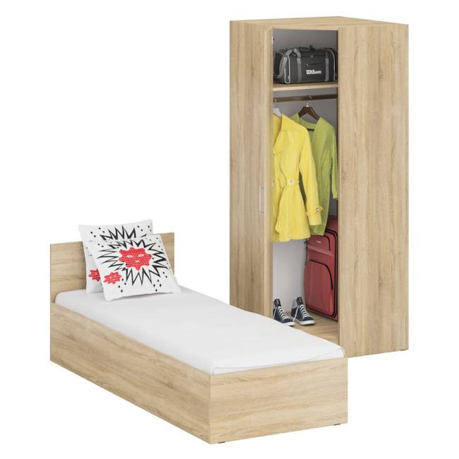 Кровать односпальная 800 с угловым шкафом Стандарт цвет дуб сонома