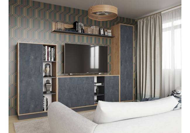 Леви 170 дуб крафт золотой / черный / угольный камень