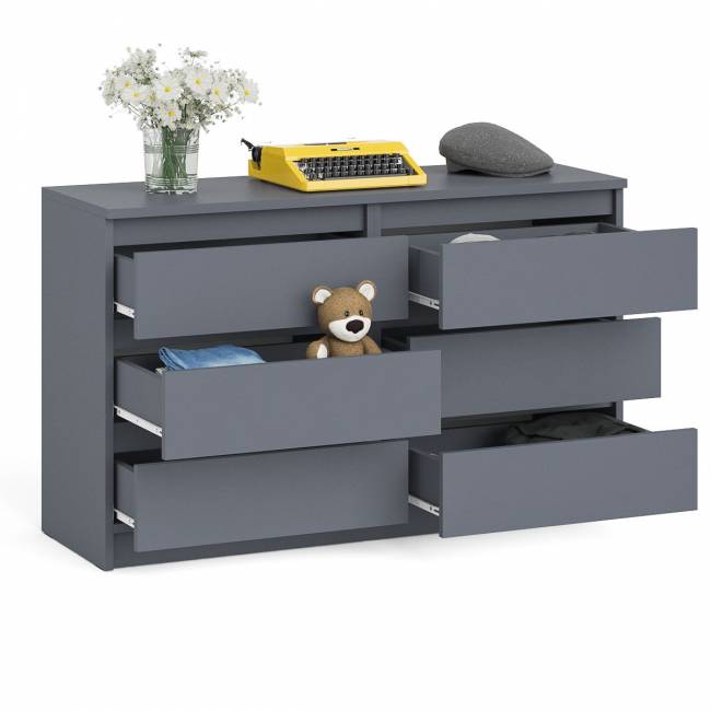 Широкий комод шесть ящиков Мори МК1200.6 цвет графит Широкий комод шесть ящиков Мори МК1200.6 цвет графит