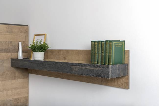 Две ТВ-тумбы Трувор с навесной полкой цвет дуб гранж песочный/интра Две ТВ-тумбы Трувор с навесной полкой цвет дуб гранж песочный/интра