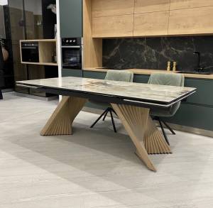 Стол МАНХЭТТЕН 200 DRAC COLD XLIM, керамика / Орех Карни натуральный М-City