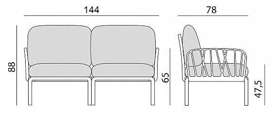 Диван пластиковый с подушками Komodo 2 белый, розовый 1440х780х880 мм Диван пластиковый с подушками Komodo 2 белый, розовый 1440х780х880 мм