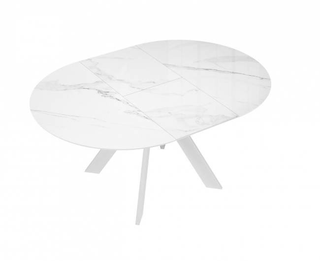 Стол DikLine SFC100 d1000 стекло Оптивайт Белый мрамор/подстолье белое