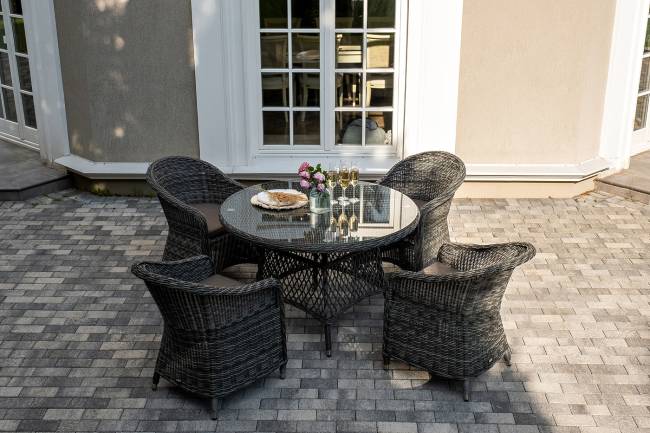 "Равенна" обеденная группа плетеная, цвет графит "Равенна" обеденная группа плетеная, цвет графит