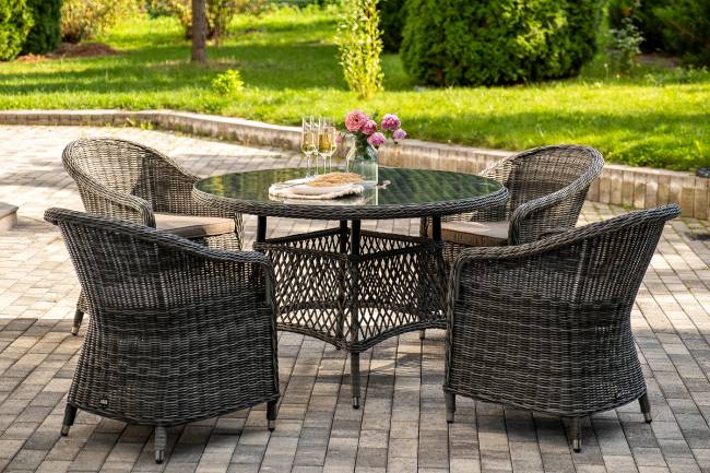 "Равенна" обеденная группа плетеная, цвет графит "Равенна" обеденная группа плетеная, цвет графит
