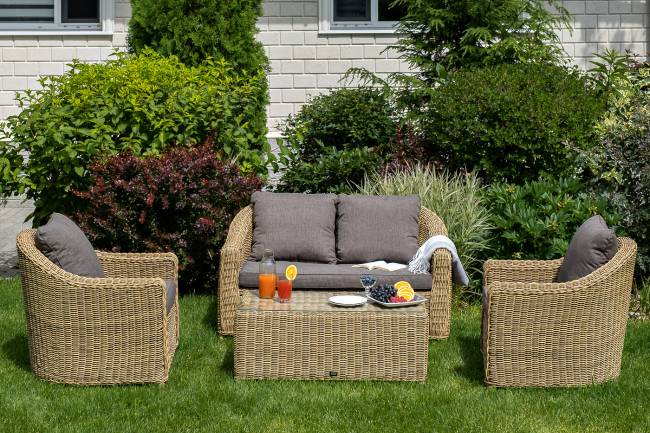 "Кон Панна" диван из искусственного ротанга двухместный, цвет соломенный