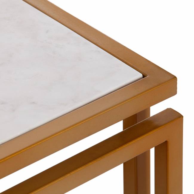 Столик кофейный Secret De Maison QUATTRO ( mod. 14153 ) алюминиевый сплав/мрамор, 41*41*41 см, золотой/белый мрамор золотой/белый мрамор алюминиевый сплав/мрамор