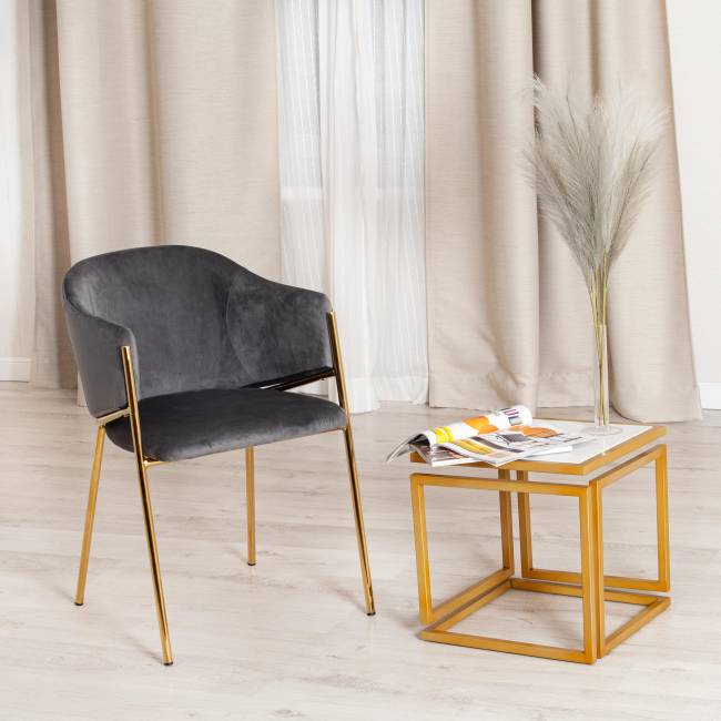 Столик кофейный Secret De Maison QUATTRO ( mod. 14153 ) алюминиевый сплав/мрамор, 41*41*41 см, золотой/белый мрамор золотой/белый мрамор алюминиевый сплав/мрамор