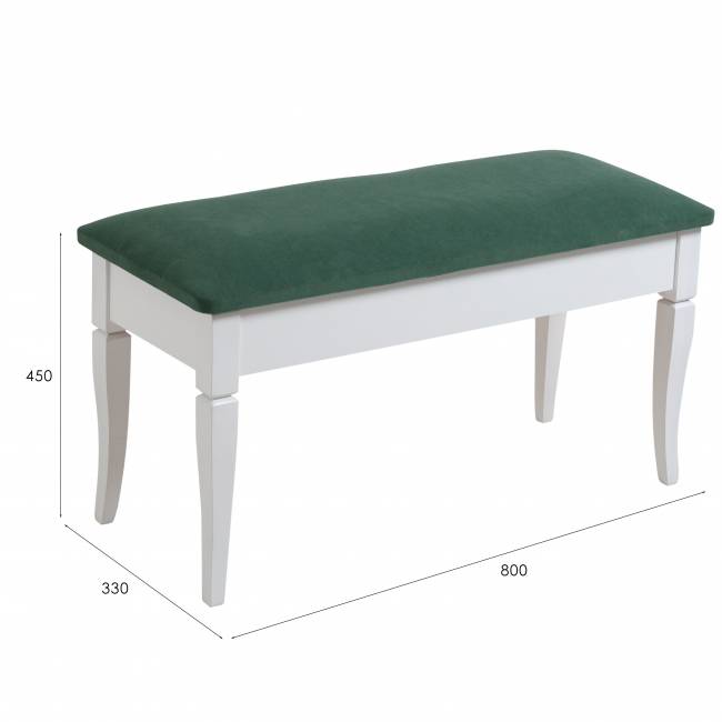 Банкетка Вивальди М с ящиком белый, ткань зеленый