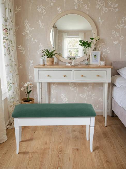 Банкетка Вивальди М с ящиком белый, ткань зеленый