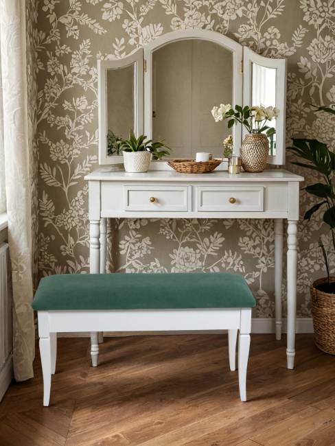 Банкетка Вивальди М с ящиком белый, ткань зеленый