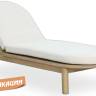 Шезлонг-лежак деревянный с матрасом Pill светлый тик, бежевый 1900х630х280 мм