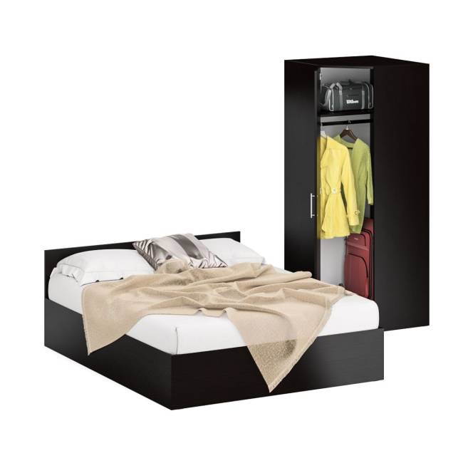 Кровать двуспальная 1600 с угловым шкафом Стандарт цвет венге Кровать двуспальная 1600 с угловым шкафом Стандарт цвет венге