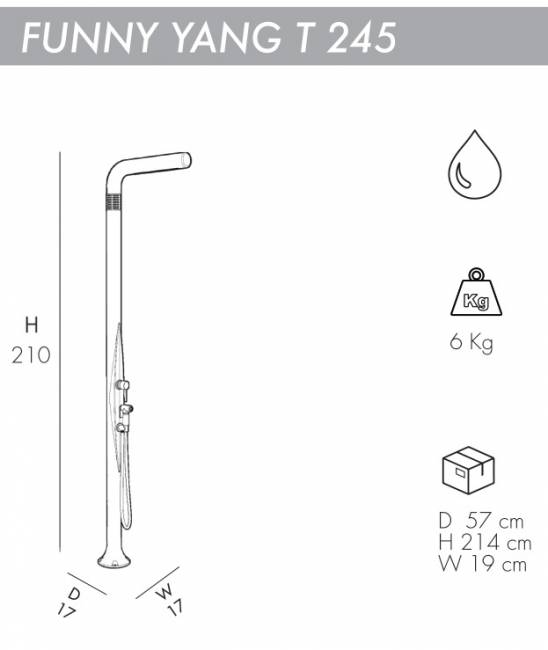 Душ уличный Funny Yang T 245 антрацит 170х170х2100 мм
